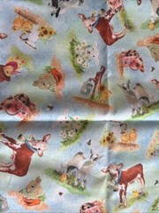 Barnyard Babies Blue Tossed Animals Fabric BYBA 5275 B Half yard continuous cuts