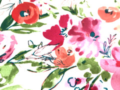 Floral Pattern Outdoor Fabric Garden Blooms Pink Red Orange Green 2 yard LOT