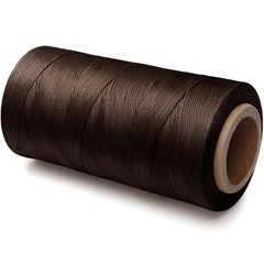 Flat Waxed Thread for Leather Sewing, String Polyester 150D-0.8mm, Dark Brown