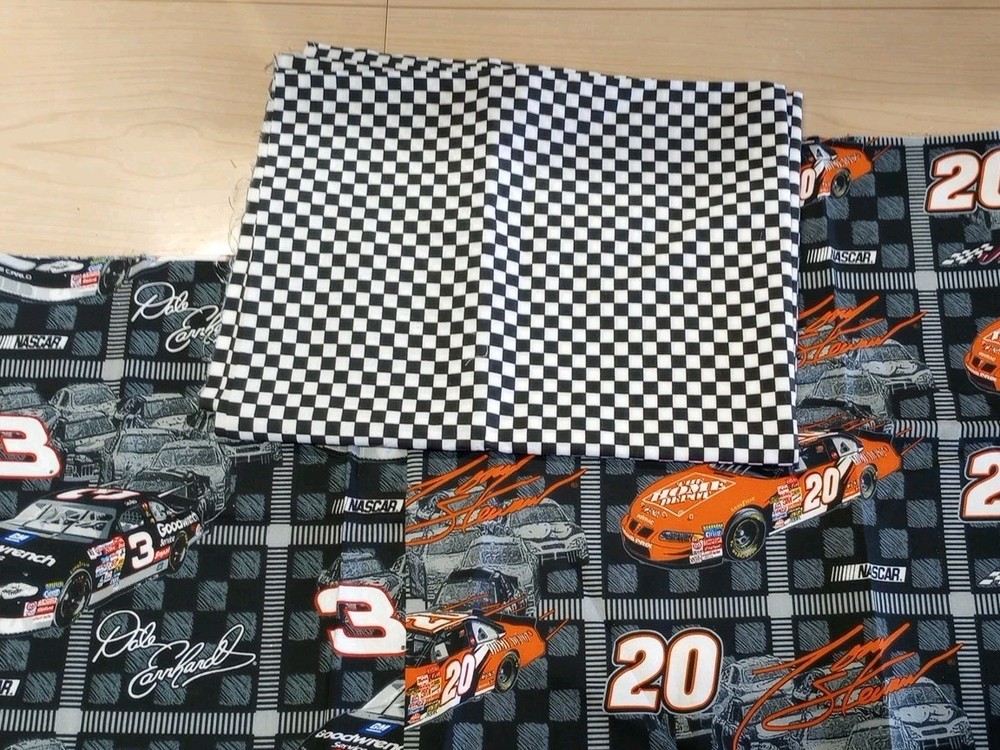 Black And White Checkered Flag Cotton Fabric Nascar Racing Dale Sr. Tony Stewart