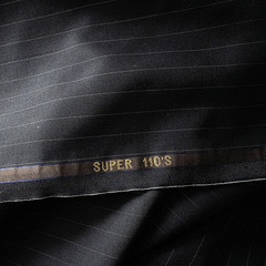 Midnight Black with Ivory Pinstripe Super 110s Italian Wool Suiting – Designer!