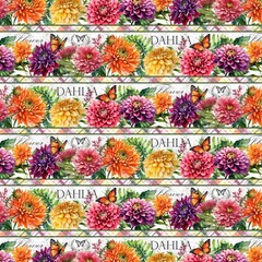 Wilmington Prints – Dahlia Botanica – Repeating Border Stripe Multi, Fabric BTY