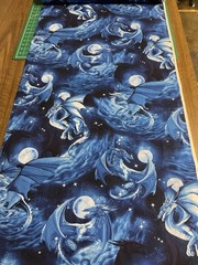 DRAGONS FANTASY NIGHT SKY MOON BLUES NAVY COTTON FABRIC FQ