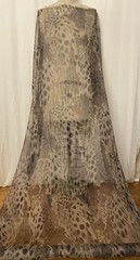 100% Silk Chiffon Abstract Leopard Print Brown Taupe Fabric By The Yard 56″ Wide