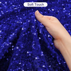 Sequin Fabric Bright Blue, 5 Yards Length 3.9 Ft Wide Velvet Fabric