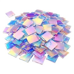 Holographic Acrylic Squares 100 Pieces Colorful High-Clarity Mini