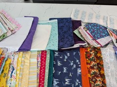 11 Pound Lot COTTON Quilt Fabric Fat Quarters and Larger, Squares, and Strips