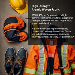High Strength Aramid Woven Fabric 400GSM para Aramid 3000D Cut Resistant Fabric