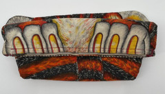 Vintage Multicolor Tiger Cut N Sew Panel Finished Unstuffed Pillow 1960s