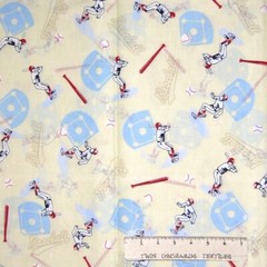 Sports Fabric – Retro Baseball Player Diamond Cream – Lightweight Cotton YARD