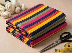 Multicolor Striped Cotton Fabric for Quilting Patchwork Sewing, DIY and Crafts