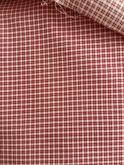 4 Yards Red Beige Gingham Plaid Cotton Fabric Lot VTG 1980s French Country Woven