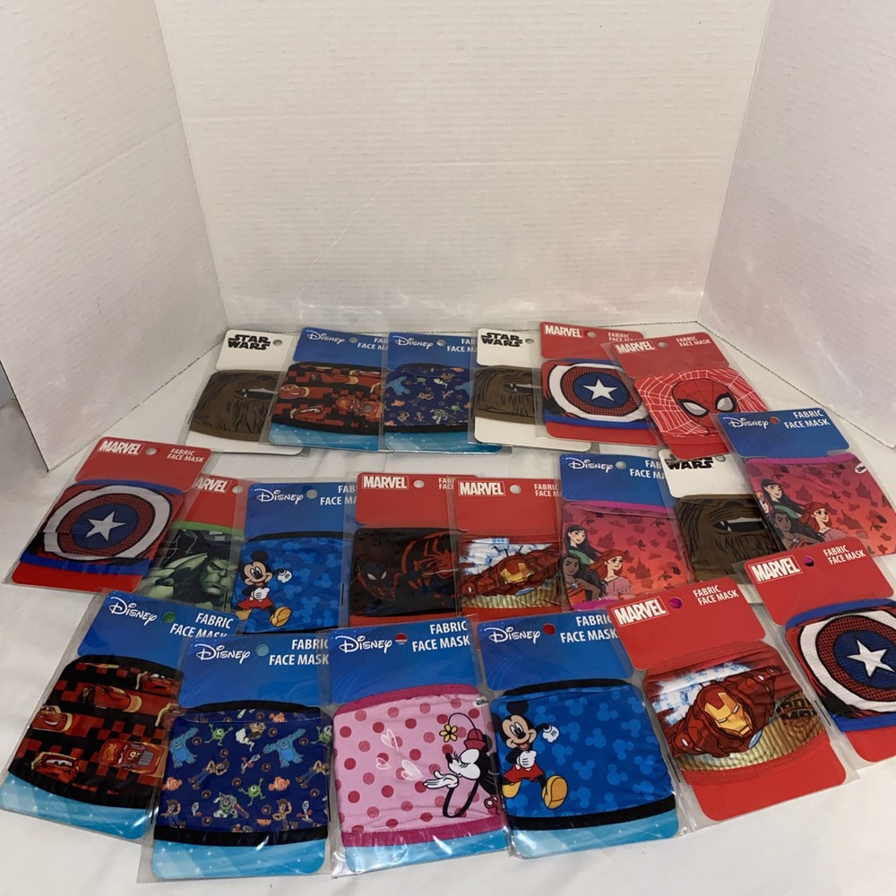 Disney Marvel Star Wars Lot 20 Kids Cloth Face Masks Fabric Sewing Crafts
