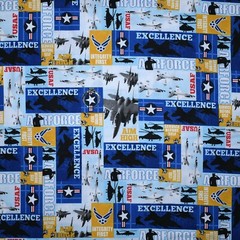 BonEful FQ Cotton Quilt Navy Blue USA Air Force Logo Symbol Star Stripe USAF Jet