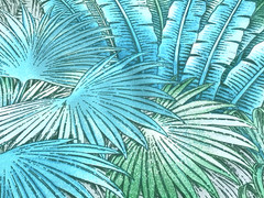Tommy Bahama Leaf Tropical Print Fabric Green Blue Tan Palm Leaves by the YARD