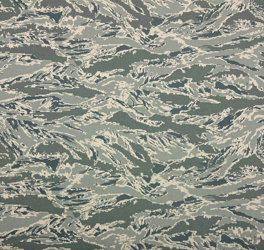 ABU TIGER STRIPE NY/CO TWILL AIR FORCE Spec CAMO Apparel BY 1/2(0.5) YARD 65″W