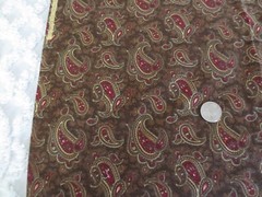 4351. CARNAC Brown PAISLEY Cotton or Linen FABRIC – 41-1/2″ x 3-3/4 yds.