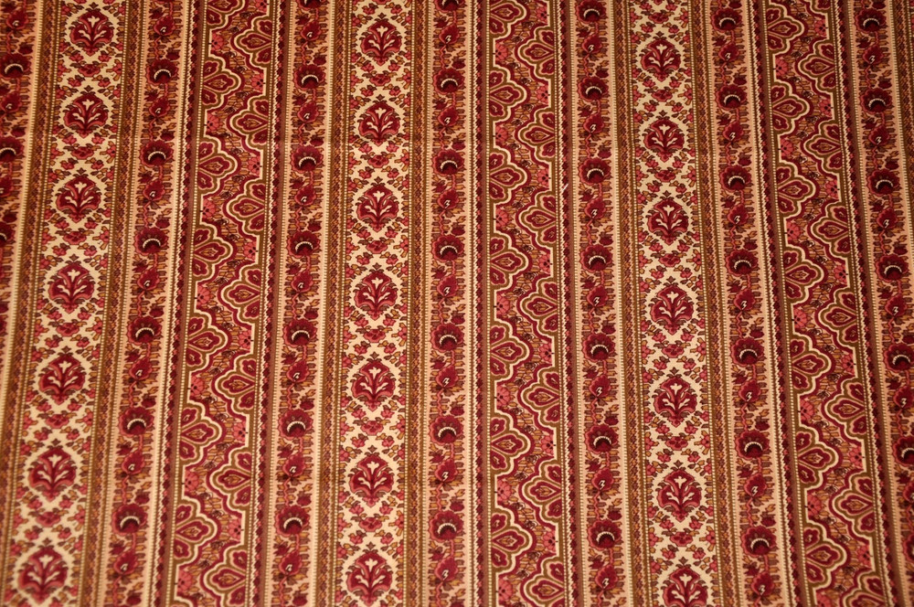 Border Stripe Quilt Fabric Print by Julie Wallace for YUWA Burgundy Color
