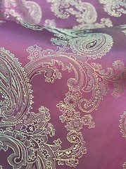 Paisley Woven Brocade NONSTATIC Viscose Satin Feel Fabric Pink Dusty Rose