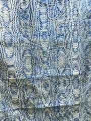 VTG P Kaufmann PAISLEY Moire Stripe Blue Green Brown Cotton Fabric 55”x6 YDS USA