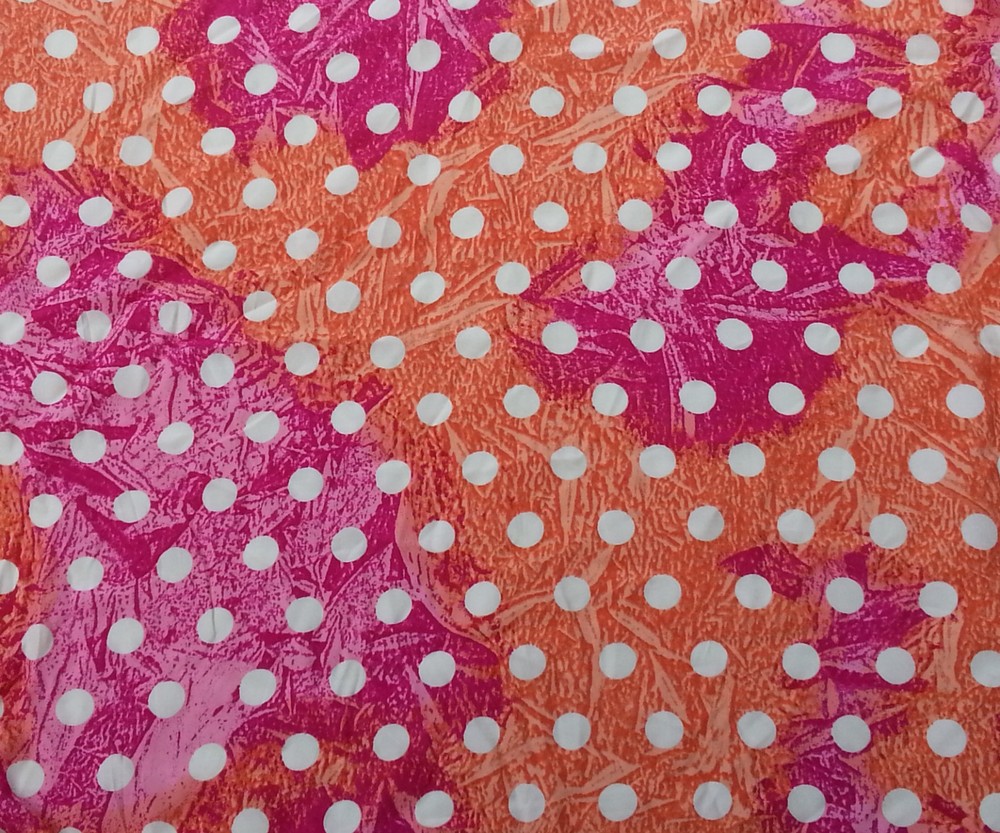 Orange & Pink Polka Dot Print Fabric By the Yard Rayon Acetate