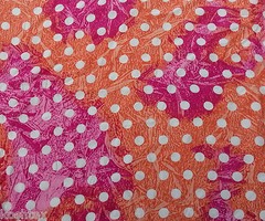 Orange & Pink Polka Dot Print Fabric By the Yard Rayon Acetate