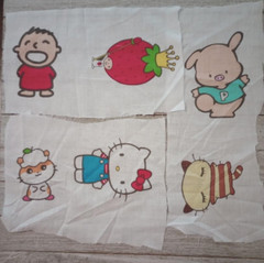 sanrio hello kitty fun fabric scrap 3 to 4.5 inch 6 character 3pc #1004 new