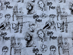 ONE PIECE OF HARRY POTTER FABRIC 34″X44″ CAMELOT FABRICS BLACK WHITE WASHED