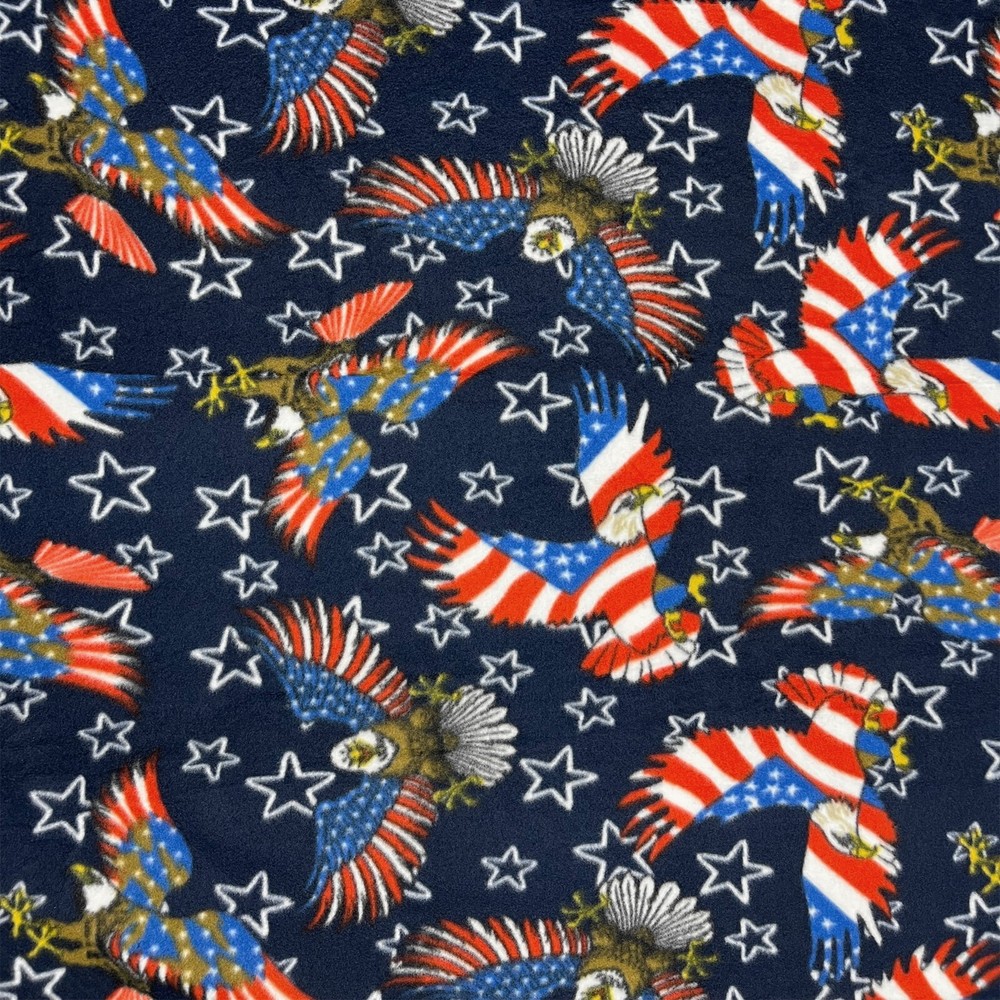 Patriotic American Eagles Fleece Fabric – 60″ Wide – Sold by The Yard & Bolt
