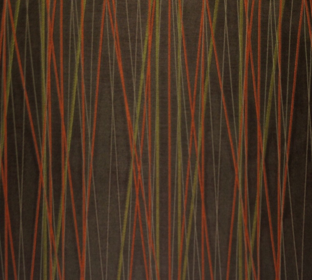 CRYPTON® METALLIC STRIPES ORANGE GREEN BROWN STAIN RESISTANT FABRIC BY THE YARD