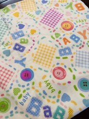 VTG NEW Yellow BABY Flannel Fabric Pink Blue Green Gingham Buttons Novelty 2 YDS
