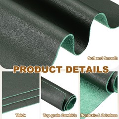 Genuine Leather Sheet, 7.9″x11.8″ Full Grain Leather Pieces, Dark Green