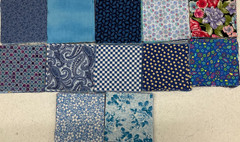 4″x4″ SQUARES – PACK #21 – BLUE MIXED COTTON PRINTS QUILTING SQUARES- 240 PCS