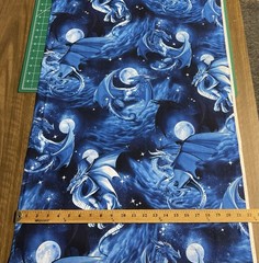 DRAGONS FANTASY NIGHT SKY MOON BLUES NAVY COTTON FABRIC FQ