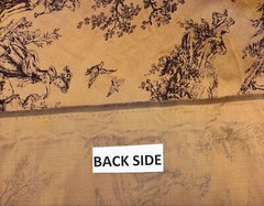 DESIGNER FRENCH COUNTRY TOILE SEPIA BROWN 100% SILK PRINTED FABRIC BY YARD 54″W