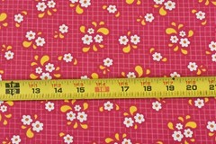 By 1/2 Yd, Yellow & White Floral on Hot-Pink, Moda, Prairie Grass, Japan, B1687