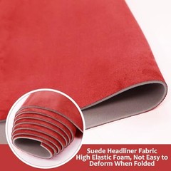 Suede Headliner Fabric with Foam Backing Material – Red 36*60 Inch