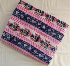 Blue Pink Floral Hand Block Print Cotton Fabric Indian Sewing Fabric by Yard