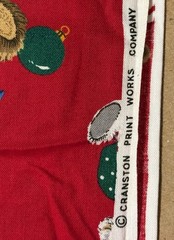 Cranston Print Works Co BEARY MERRY Christmas Fabric 3.25 Yards Vintage RARE