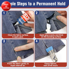 Permanent Fabric Glue Washable, 2-Pack Liquid Stitch for Clothing, Professional