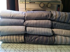 24-pc Big Scraps of 12 Men’s assorted STRIPE shirt SLEEVES 100% cotton Quilting
