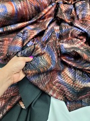 Nylon Spandex 60 W Stretch Fabric Sold BTY Design Multicolor Metallic Blue Red