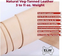 Veg Tan Cowhide Tooling Leather 3-11oz (1-4.8mm) Pre-Cut Special Bundle Sets