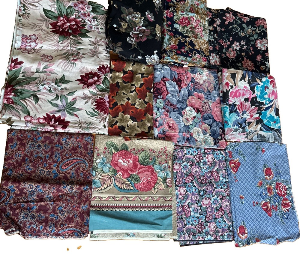 Vintage Fabric Lot Cotton Floral Dark Moody Victorian Cottagecore Calico 4.5 Lb+