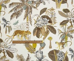 TOMMY BAHAMA HEAVENLY KINGDOM LINEN TIGER MONKEY MULTI-USE FABRIC BY YARD 54″W