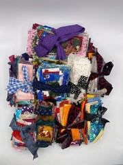 Lot of quilt scrap craft 9 bundles of cotton fabric Flowers Deer poka dot