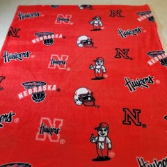 Nebraska Huskers Red Fleece Fabric 60″x35″ NCAA College Team Sports Print