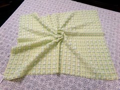 Phantom Rosebud Vintage Chenille Bedspread Fabric Yellow White 20×24″ Piece
