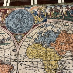 Vintage French Tapestry Antique Map Pictorial Wall Tapestry 46”x33” Map Only