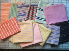 24-pc BOLD Scraps 12 Men’s assorted STRIPE shirt SLEEVES 100% cotton Quilting